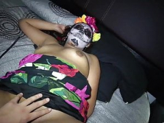 Halloween party ends up xxx for this teenage latina