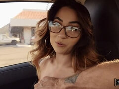 Blasen, Auto, Pummelig, Schwanz, Brille, Pov, Rasiert, Titten