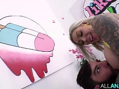 Anal, Big tits, Blowjob, Brunette, Gaping, Hd, Threesome, Tits