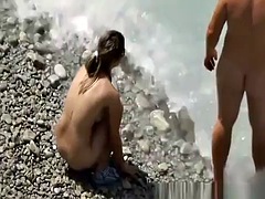 Playa, Verga grande, Novia, Masturbación, Desnudo, Público