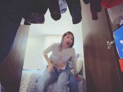 Leie, Familie, Frau, Selbstgemacht, Orgasmus, Zierlich, Muschi, Strümpfe