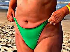 Plage, Beauté, Mamie, Poilue, Hd, Mature, Nue, De plein air