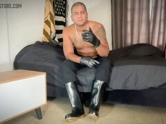 Leie, Grosser schwanz, Domination, Erniedrigung, Latex, Gummi, Sklave, Solo