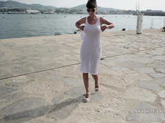 Tetas grandes, Morena, Tetona, Desnudo, Tetas naturales, Público, Español, Tetas