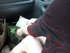 Arsch, Strand, Auto, Freundin, Handjob, Masturbation, Rasiert, Dürr
