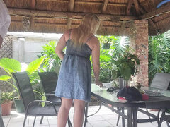 Hot Blonde Neighbor Wife Gets Creampie Fucked on Patio - Homemade Amateur Sex