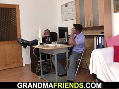 Granny agrees threesome sex for job