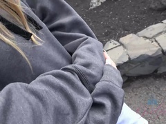 Amateur, Blonde, Exhib, Nue, De plein air, Petite femme, Pov, Public