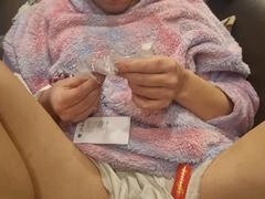 Submissive wife punished with massive dildo in chastity cage for tiny sissy clit