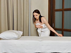 美女, デカパイ, カップル, レズビアン, ロシア人, ティーン, オッパイの, ヴァージン