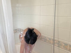 Bony japanese teenager caught in bathroom voyeur webcam
