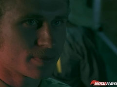 アメリカ人, デカパイ, フェラチオ, カップル, チン, アウトドア, ショートヘア, タトゥー