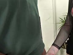 Tattooed shemale getting her anal hole penetrated by a dumb man