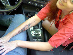 デカチン, フェラチオ, 車, アウトドア, 公共, 赤毛, ロシア人, ティーン