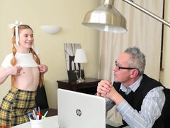 Old man gets to fuck a teen who needs better grades