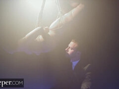 お尻, 緊縛, フェラチオ, ボンデージ, 茶髪の, オーガズム, ラフ, 拘束