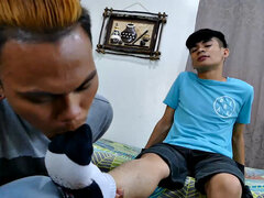 アジア人, フェラチオ, カワイイ, 足, フェティッシュ, 足フェチ, ゲイ