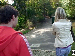 super-hot blonde milf has a threesome at the park