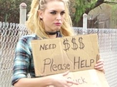 美女, ブロンド, フェラチオ, チン, バック, 母, お金, パーティ