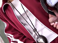 Japanese teacher rides cock in class in erotic couple