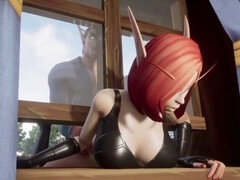 Elf thief trapped in a window: Warcraft parody