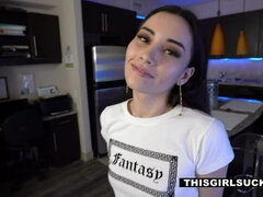 Aggressively Cute Teen Aria Lee Blows Dick POV