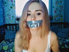 Blond, Gebondenheid, Vrouw, Kokhalzen, Alleen, Webcamera