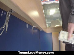 Gina Gerson gets paid for sex with a stranger in the toilet