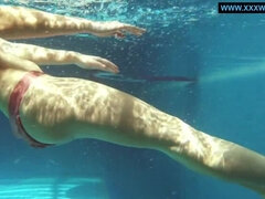 お尻, ビキニ, 茶髪の, 裸, 公共, シャワー, オッパイの, 水中