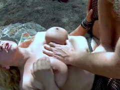 Naughty MILF with Big Tits Takes Hard Cock Deep in Outdoor Fuck