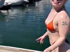 美女, ブロンド, フェラチオ, フェティッシュ, 下着, ハメ撮り, 三人