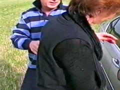 Older mature couple risky outdoor sex