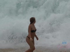 Enthousiasteling, Strand, Blond, Pijpbeurt, Vriendin, Klein, Gezichtspunt, Kut duiken