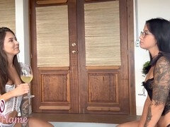 Schoolgirls, babysitter threesome, point of view