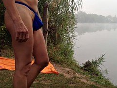 Culo, Playa, Al aire libre, Público, Juguetes, Voyeur