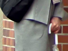 Asian babe rubs in public