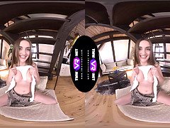 Watch Lena Reif's petite body quiver with pleasure as she masturbates solo in virtual reality