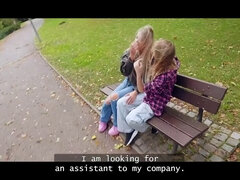 Zlata Shine fucks her GF to get a job in front of her husband