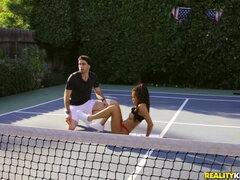 Vina Sky is sucking cock on the tennis court