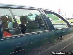 祖父, お婆さん, 熟年, オージー, アウトドア, パーティ, 公共, 三人