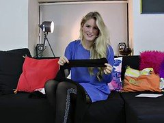 Connie tries on a pair of Fiore Apriel tights