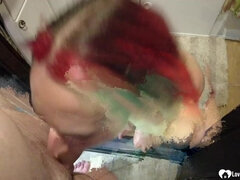 She is a queen of dick sucking - amateur redhead gives head in shower