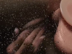 Bad, Braunhaarige, Dildo, Masturbation, Muschi, Dusche, Tätowierung, Spielzeuge