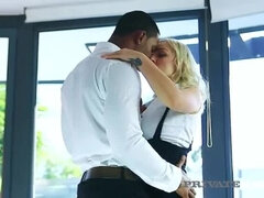 Curvy Blonde MILF Amber Deen Sucks and Rides BBC in Hot Interracial Scene