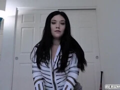 Stepson gets hard helping stepmom shave her pussy in the shower - Megan Maiden