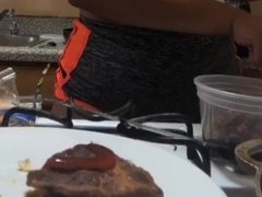 素人, 美女, 黒人, 巨乳な, 食べ物, キッチン, ラティーナ, 赤毛