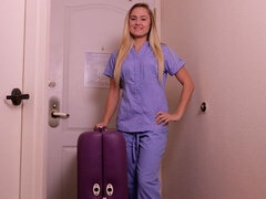 Rubia, Pajear, Masaje, Masturbación, Enfermera, Bragas, Adolescente, Tetas