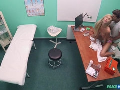 Sweet blonde Russian eats docs cum