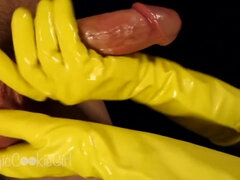 Amateur, Tir de sperme, Queue, Gants, Domestique, Masturbation, Caoutchouc, Épouse