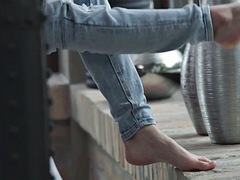 美女, イく瞬間, エロティック, 足, フェティッシュ, 指いじり, 足フェチ, ガリガリ